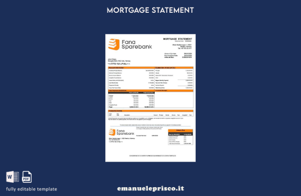 stile verificato Dichiarazione di mutuo Norvegia Fana Sparebank Modello Word e m